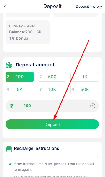 click deposit button at last