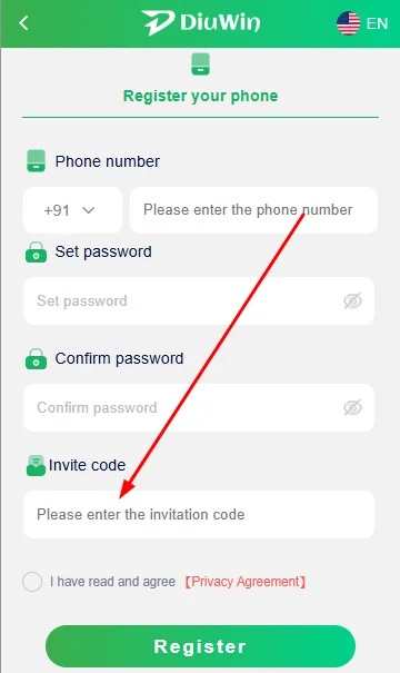 enter the invite code